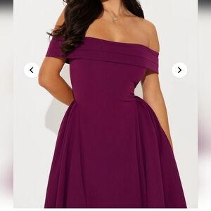 Elegant Off-Shoulder Purple Dress